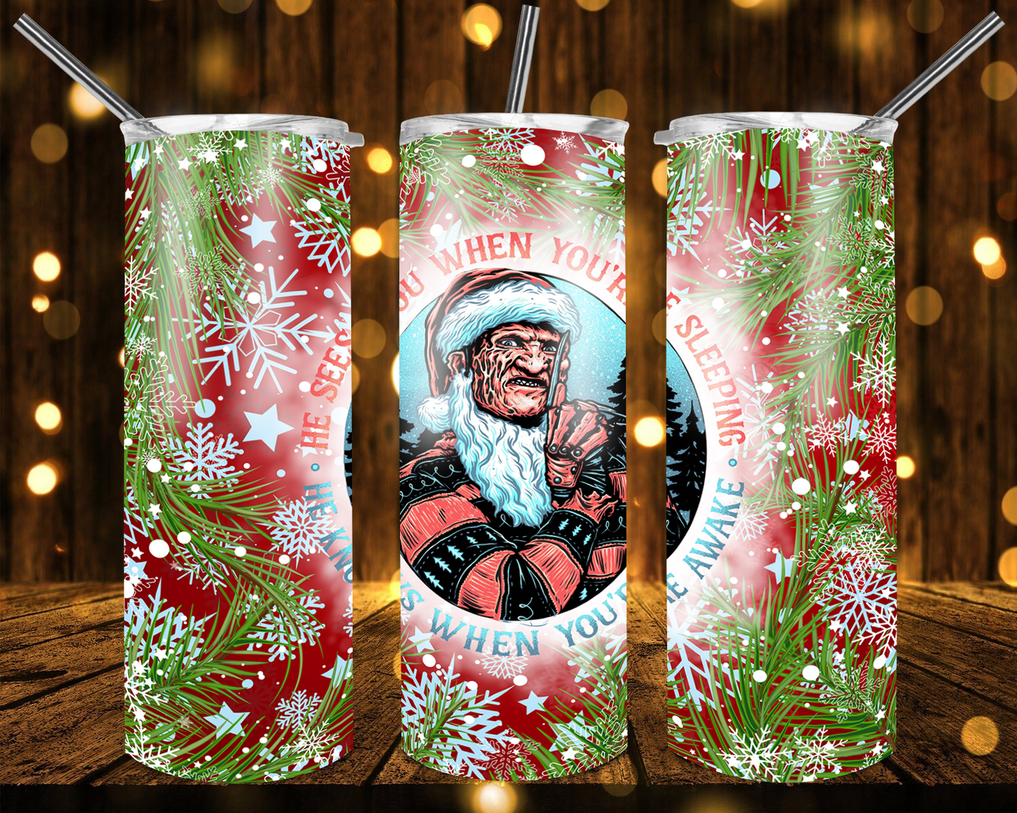 Christmas Horror Movie Tumblers 20 oz Christmas Tumbler Scream Jason Freddie