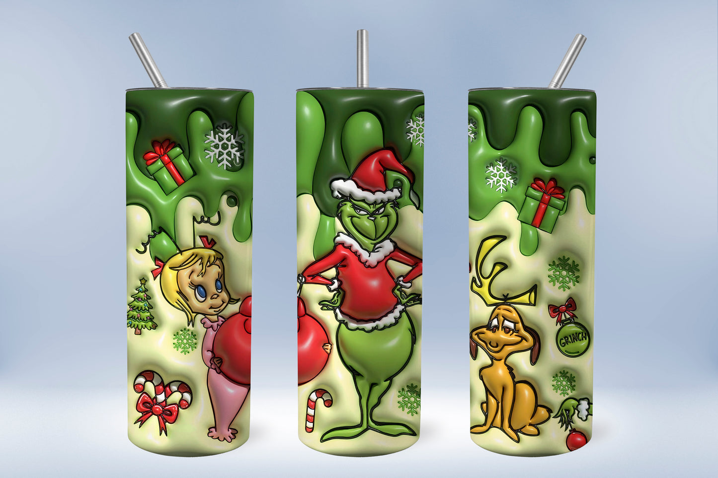 20 oz Christmas Tumbler Featuring The Grinch 3 Designs to Choose From