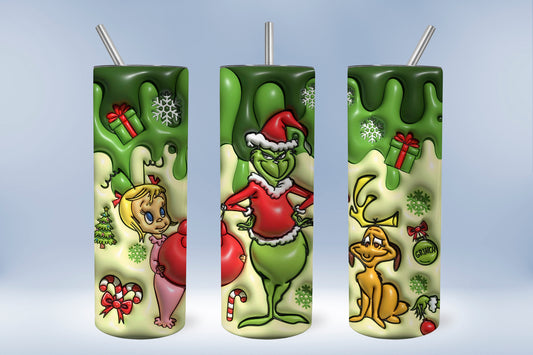 20 oz Christmas Tumbler Featuring The Grinch 3 Designs to Choose From